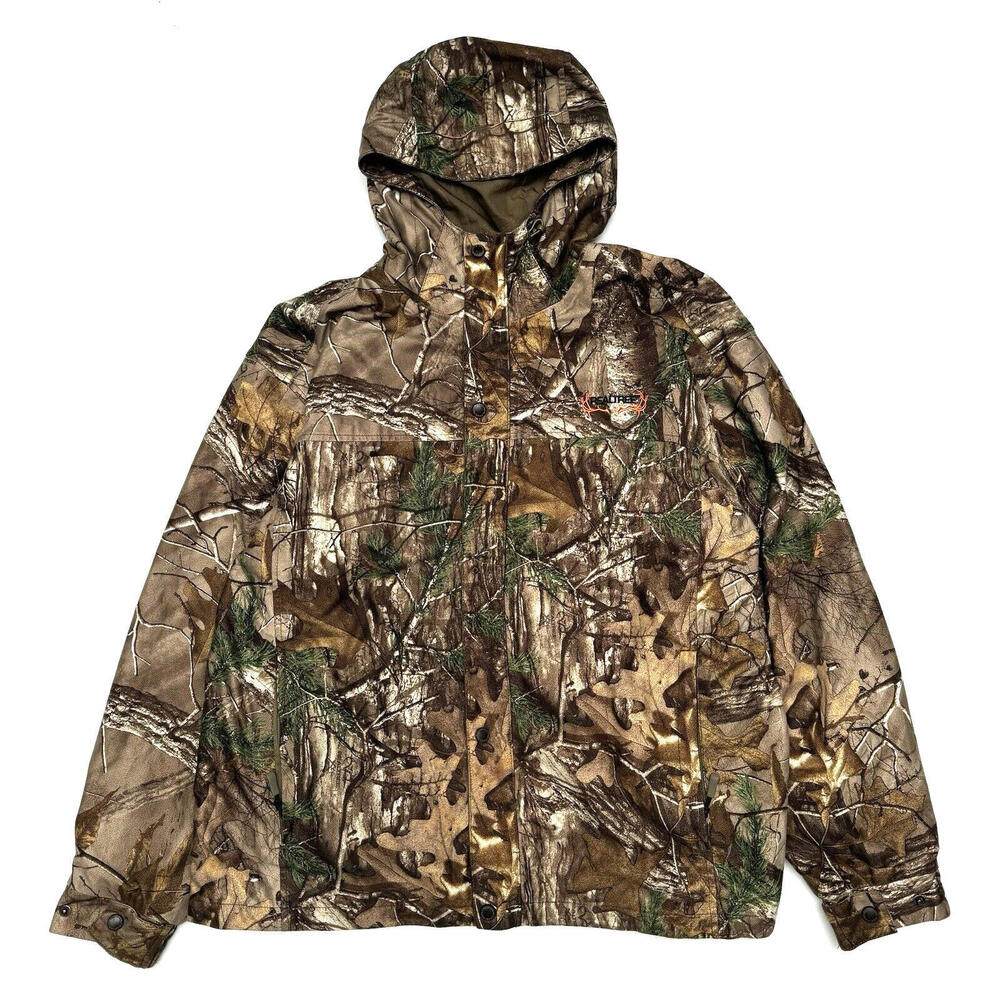 Vintage Realtree Men's XL Camo Warp Knit Hunting Jacket Hoodie Full Zip
